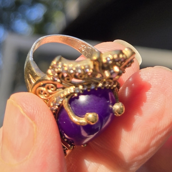 Sugilite Topaz & Amethyst Sterling & Gold Ring Sz6.75 - Picture 10 of 10